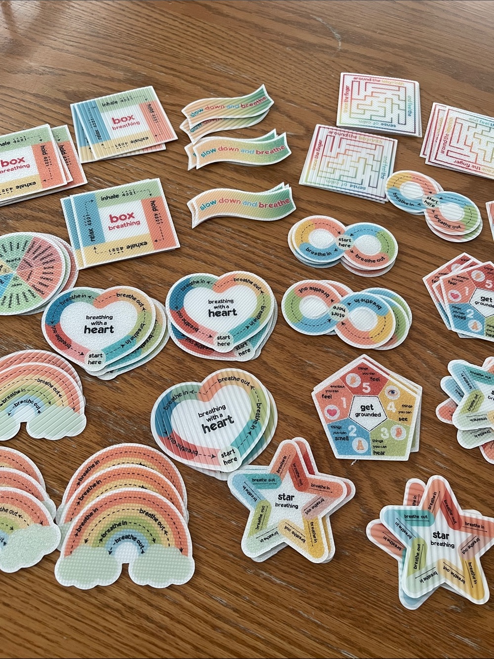 Breathing/Anxiety/Fidget Stickers – Multicolor. Set of 72🌼